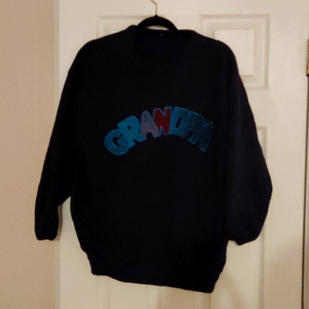 Navy Blue Vintage 90's Grandpa Ironic Sweater Jumper